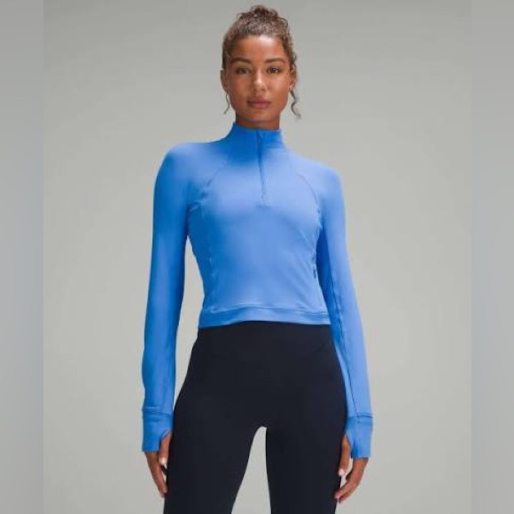 LULULEMON Its Rulu Run Cropped Half Zip | Pipe Dream Blue | Size 8 | NWOT